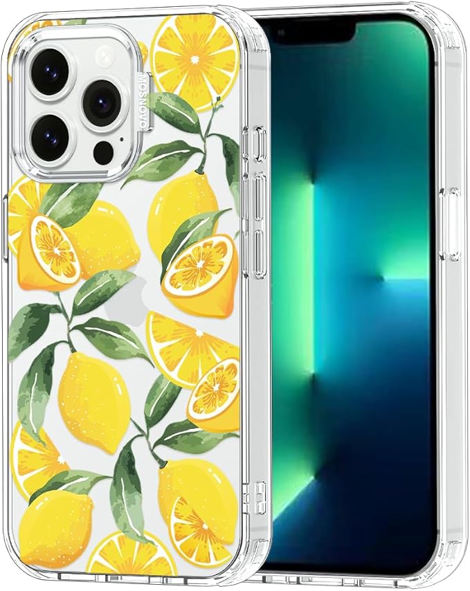MOSNOVO Case for iPhone 13 Pro, [Buffertech 6.6ft Military-Grade Drop Protection] [Anti Peel Off Tech] Clear TPU Bumper Phone Case Cover Design - Lemon