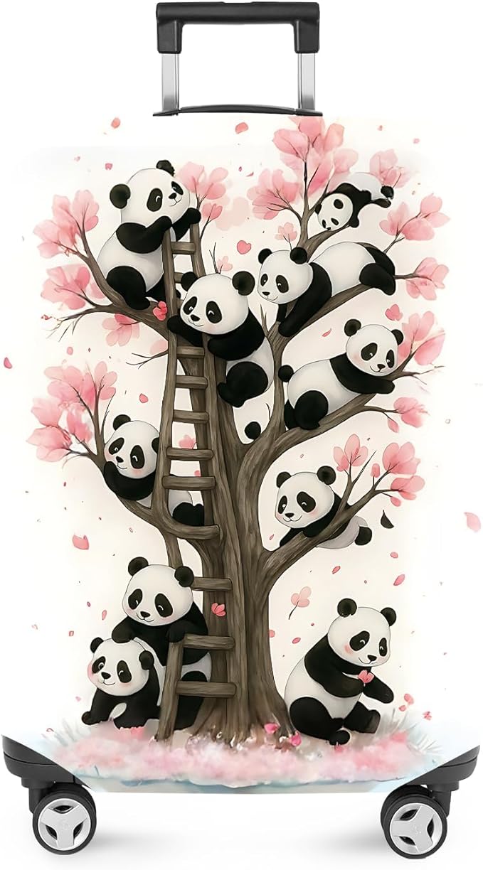 ANNA QUEEN Panda Luggage Cover, Cute Panda Tree Suitcase Protector, Stretchable Washable Travel Cover for 20-22 Inch Luggage