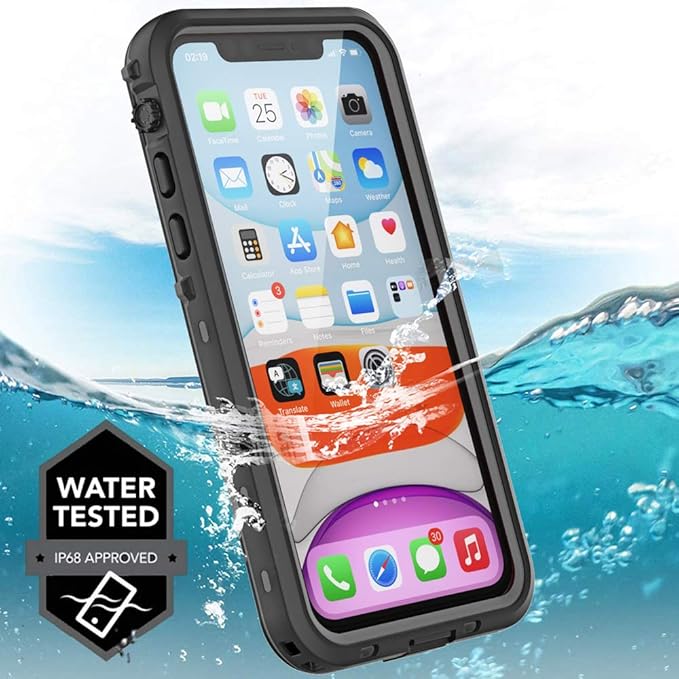 for iPhone 11 Waterproof Case with Screen Protector Full Body Protector Shockproof Dustproof Dirtproof Heavy Duty IP68 Waterproof Case for iPhone 11(6.1inch) (Clear)