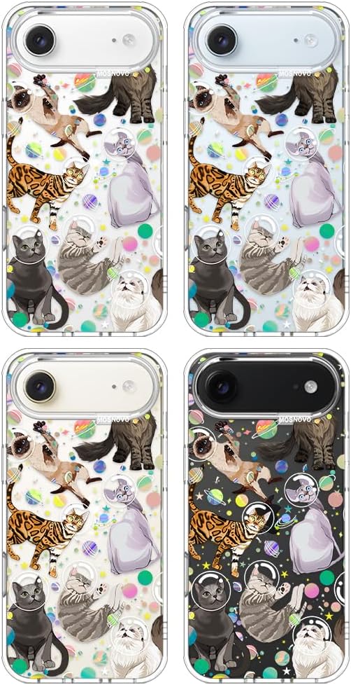 MOSNOVO for iPhone Air Case | Military Grade 6.6ft Drop Tested | Camera Control | Clear with Space Cat Design