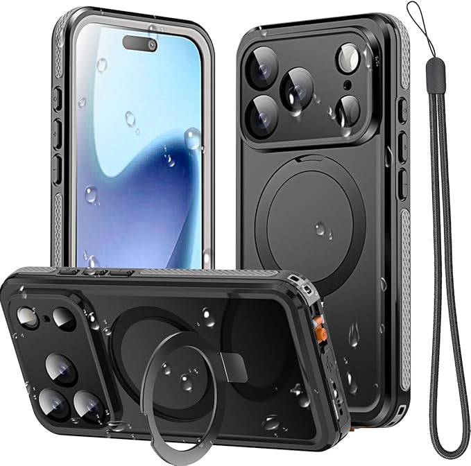 AICase Magnetic for iPhone 17 Pro Case Waterproof Magsafe[Ring Invisible Stand & Screen Protector][IP68 Underwater][Dropproof][Dustproof][Real 360] Shockproof Protective Phone Case 6.3" 2025