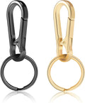 2pcs Metal Keychain Rings, Sturdy Key Chain Ring Carabiner Clip, Key Holder Organizer for Purse Charms Hook, Paracord Keychain Lanyard, Men and Women Home Car Keyrings (Black and Light Gold)