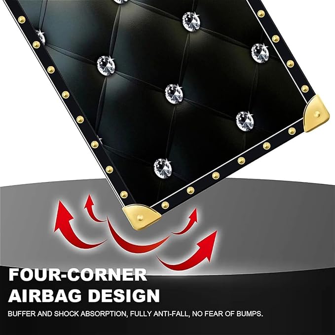 Compatible with iPhone 16 Case, Shiny Black Sofa Crystal Luxury Golden Decoration for Girl Women Soft TPU Shockproof Protective Hard PC Back