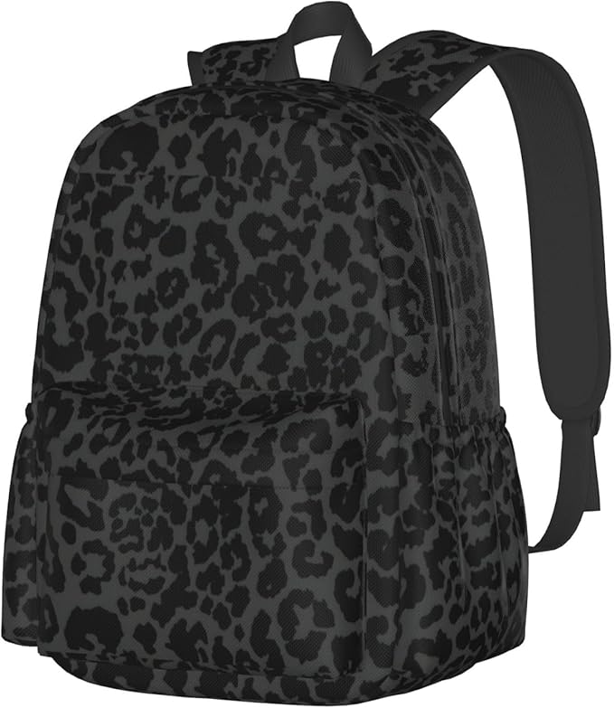 cfpolar 17 Inch Backpack Dark Gray Cheetah Leopard Print Laptop Bag Shoulder Bag School Bookbag Casual Daypack For Boys Girls