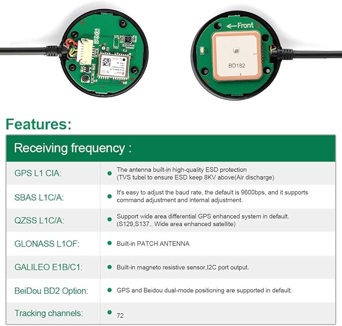 Deegoo-FPV GPS Compass Module+ NEO-M8N+ GPS BDS Module Precision APM Drone Control, GPS Receiver FPV Flight Control Pixhawk Navigation Module for APM PIX PX4, Compatible with APM Port I2C MWC