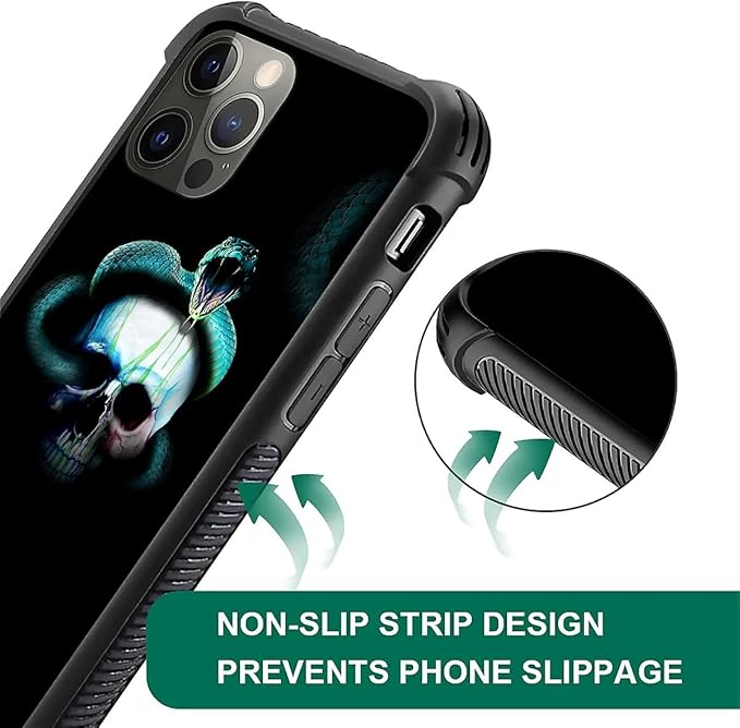for iPhone 11 Pro Max Case, Skeleton Winding Snake Pattern Graphic Design Girl Boy Soft Silicone Hard Acrylic Shock Protection for iPhone 11 Pro Max