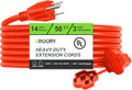 Outdoor Extension Cord Waterproof 50 FT, Orange 14/3 SJTW Heavy Duty, Flexible 100% Copper 3 Prong Extension Cord for Lawn, Garage,UL Listed