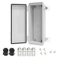 LeMotech Electrical Box, IP67 Waterproof Hinged Cover Stainless Steel Latch Junction Box, ABS Plastic Electrical Enclosure with Mounting Plate,Wall Brackets, Cable Glands,10.2"x4.3"x2.9”,Grey