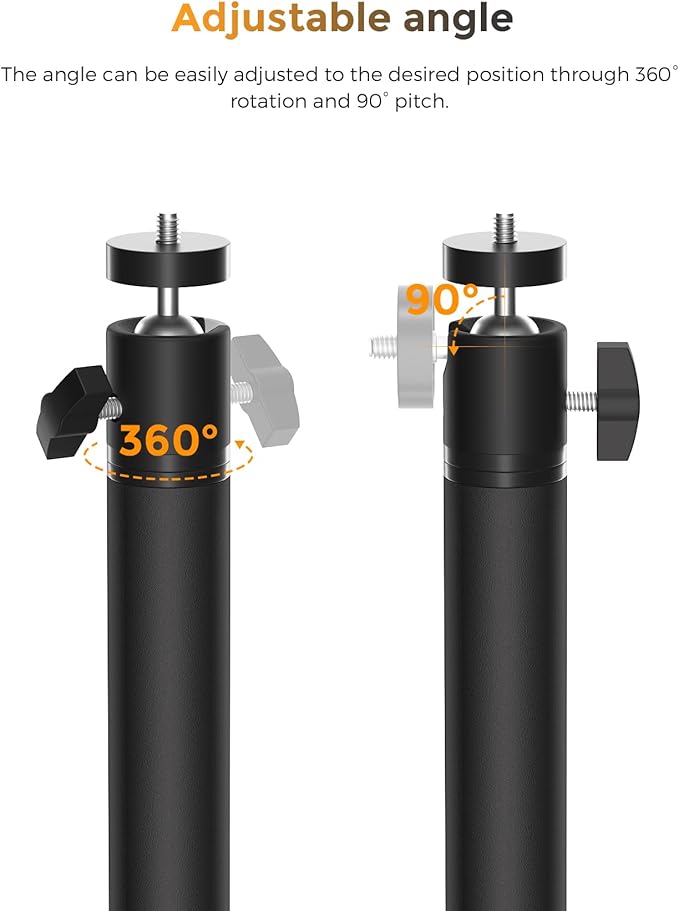 Adjustable Security Camera Ground Stake Mount 16"-48" Height, 360° Swivel, Compatible with Ring, Blink, Arlo, Eufy, Wyze, Google Nest, SimpliSafe (Black)