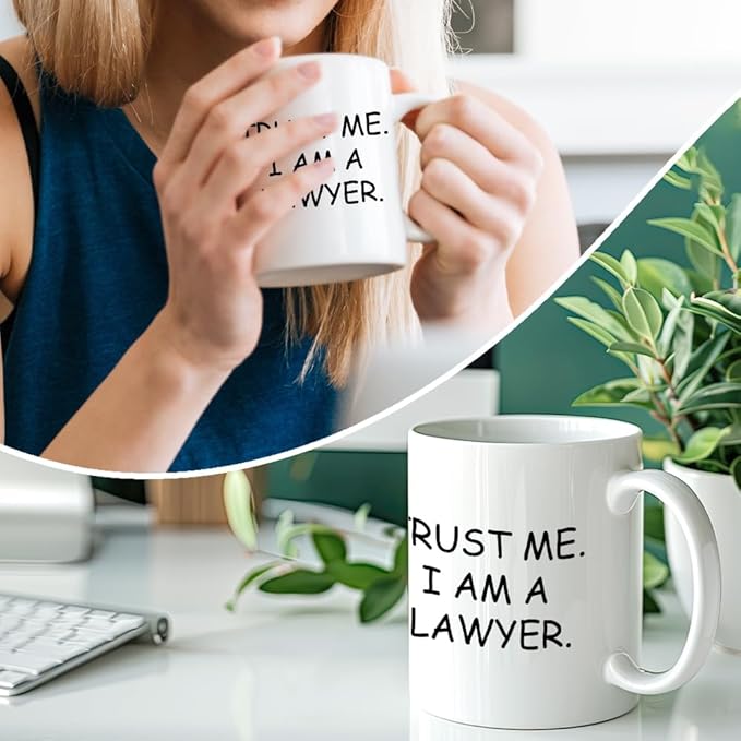 RZHV Trust Me I Am A Lawyer 11 Oz White Novelty Mug, Funny Lawyer Coffee Ceramic Mug Gifts, Office Gifts for Attorney, Paralegal Law Students, Law School Graduation Present for Law Practitioner