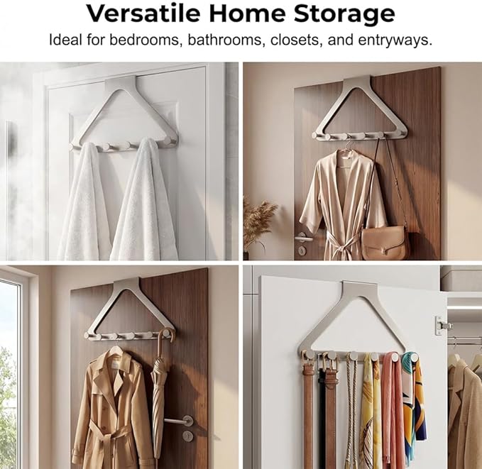 Over-The-Door Hanger Organizer, 2026 New Modern Over Door Hook, Heavy Duty Door Hanger for Home Office, Multi-Purpose Door Organizer for Family (Gray, 2pcs)