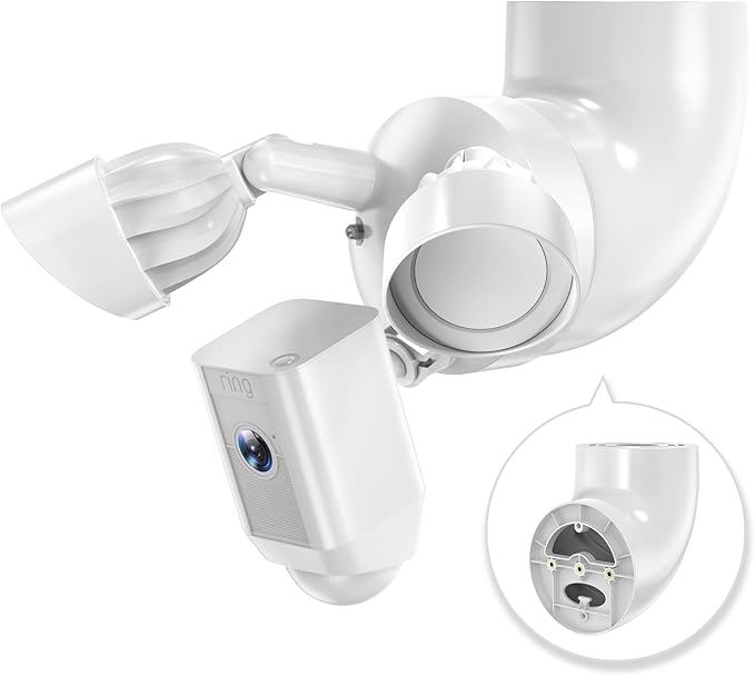 Eave Mount for Ring Floodlight Cam Wired Pro & (2nd Gen) / Plus, Ring Smart Lighting Floodlight Wired, Blink Wired Floodlight Camera, Wyze Flood Light Cameras V2/ Pro, and Roku Flood Light Cam - White