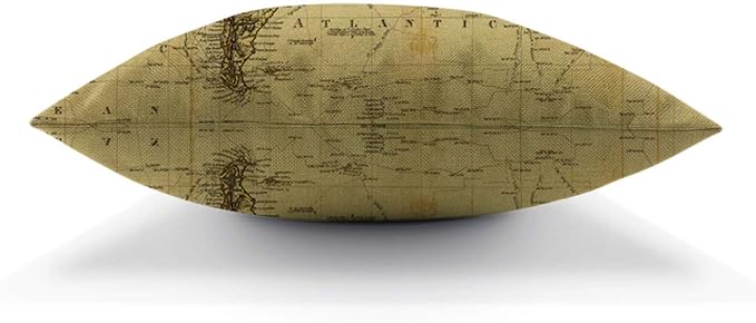 HGOD DESIGNS Cotton Linen Decorative Throw Pillow Case Cushion Cover Vintage Map of The World 18" X 18"