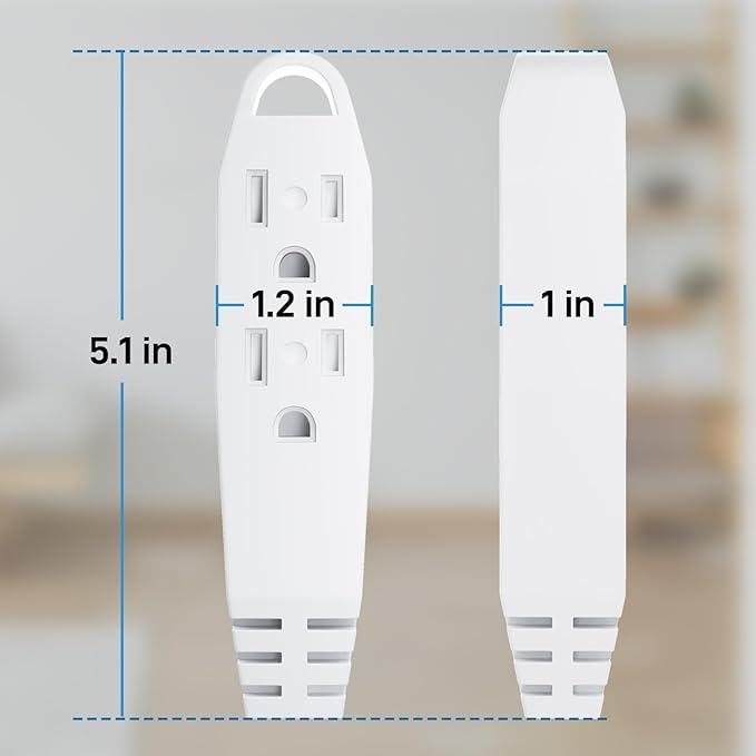 K KASONIC - 12-Feet 3 Outlet Extension Cord, UL Listed, 16/3 SJTW 3-Wire Grounded, 13 Amp 125 V 1625 Watts, Multi-Outlet Indoor/Outdoor Use, White