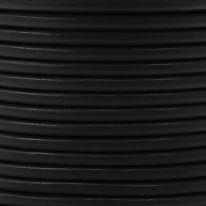 Mandala Crafts Round Cowhide Genuine Black Leather Cord for Jewelry Making Kumihimo Leather Rope Spool - Black Leather String Lace - 20 Yds 1mm Leather Cording