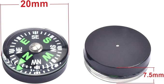 20 Pack Button Compass Mini Pocket Oil Filled Compass for Kids Hiking Survival Watch Band Paracord Camping Outdoor Activities Accessory Size Dia. 20mm