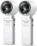 KIMMOO 2 Pack White Portable Handheld Turbo Fan-100 Speeds, Powerful 20000 RPM, 12Hrs Cooling,120° Rotation, USB Rechargeable Mini Hand Held Personal Fan for Travel Outdoor Indoor