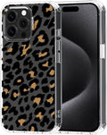 MOSNOVO Case for iPhone 15 Pro Max, [Buffertech 6.6ft Military-Grade Drop Protection] [Anti Peel Off Tech] Clear TPU Bumper Phone Case Cover Design - Leopard Print