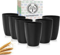Homienly Kitchen Cups 20oz Wheat Straw Cups-6 pcs Lightweight cups Unbreakable & Reusable Glassware Set Stackable for Party,Camping,Picnic-Black