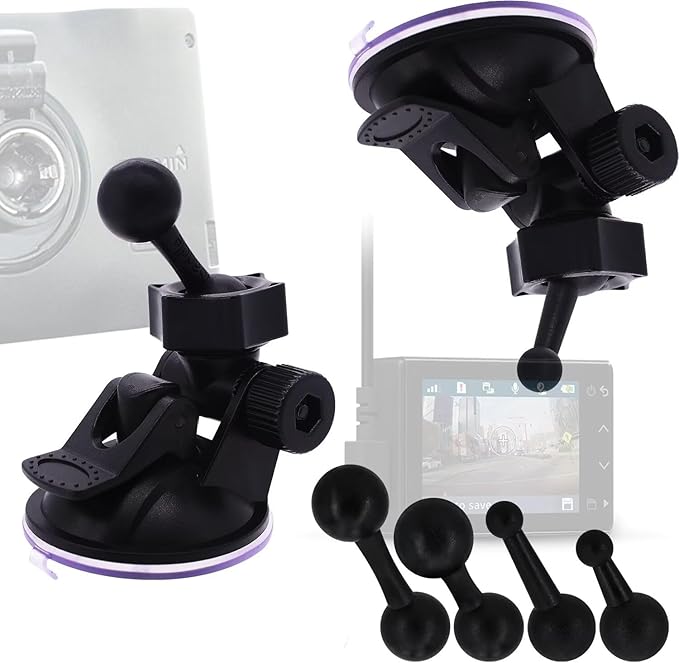 Suction Cup Mount for Garmin Dash Cam Mini/Mini 2/Min 3 30 35 45 46 55 56 65W 66W 67W X110 X210 X310/Speak Plus & Nuvi GPS - 4 Ball Head