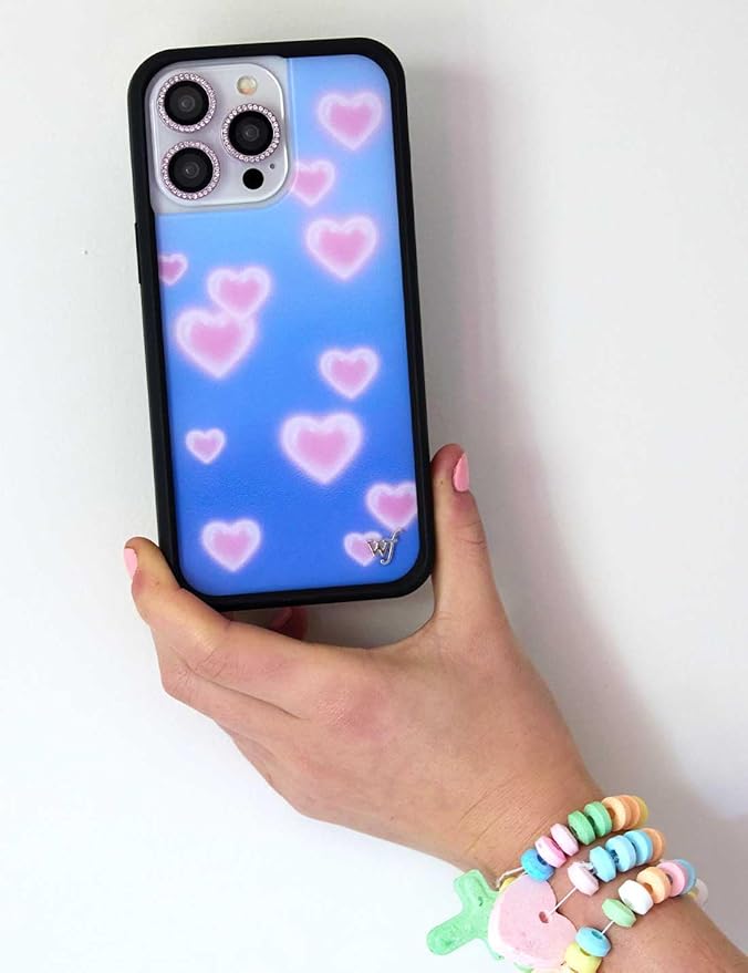 Wildflower Cases - Compatible with iPhone 13 Pro| Protective Black Bumper, 6.5ft Drop Test Certified, Women Owned Small Business | Blue Pink Aesthetic Dainty Cute Trendy | Dreamy Hearts