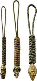 Handmade Lanyards with Brass Beads – Paracord 550 Survival Gear Leash for knives, Outdoor, and EDC Tools