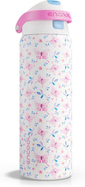 ENCOOL Leakproof Insulated Water Bottle with Straw Dual-Sip Water Bottle Bag-Safe Design for Work, Commute & Gym – Keeps Drinks Cold All Day, 32 oz, Blossom Butterfly