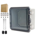 Outdoor Waterproof Electrical Box Junction Box Weatherproof IP67 ABS Plastic Enclosure Switch Router Project Box Electronics Enclosure with Mounting Plate Wall Bracket Clear 5.9"x5.9"x3.5"