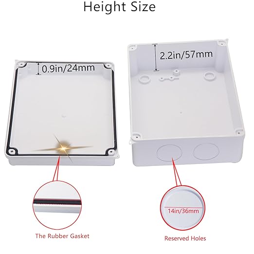 Junction Box Dustproof Waterproof IP65 ABS Plastic Electrical Boxes, Indoor & Outdoor Electrical Power Cord Enclosure Universal Project Box DIY Case White 7.9 x 6.1 x 3.1 inch (200x155x80mm)