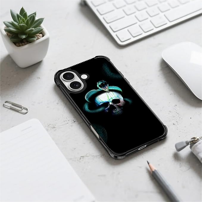 for iPhone 17 Case,for MagSafe Graphic Design for Girl Boy Soft Silicone Hard Acrylic Shock Protection Designed for iPhone 17 Skeleton Winding Snake Pattern