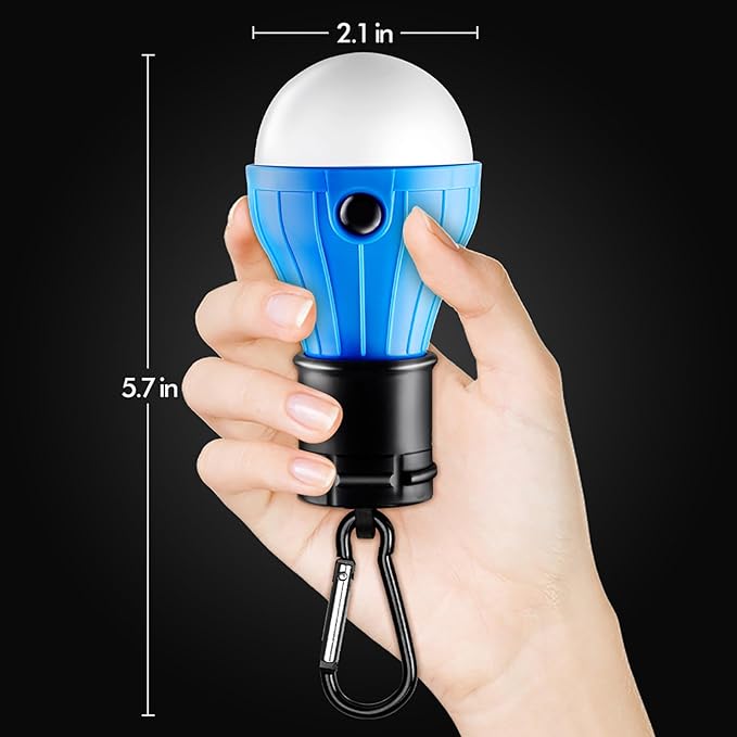 FLY2SKY Tent Lamp Portable LED Tent Lights Blue 5 Packs Hook Hurricane Emergency Lights LED Camping Lights Bulb Camping Tent Lanterns Camping Equipment for Camping Hiking Backpacking Fishing Outage