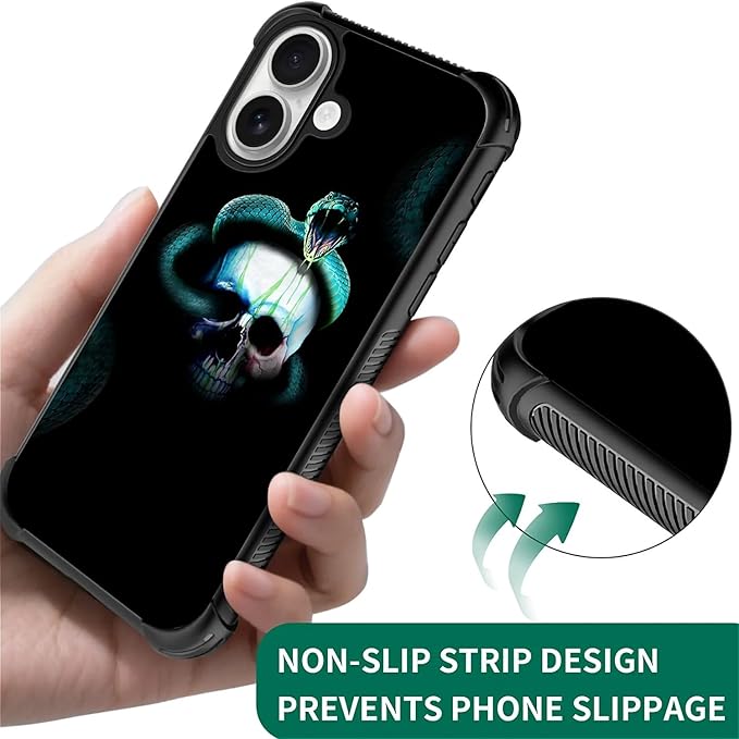 for iPhone 17 Case,for MagSafe Graphic Design for Girl Boy Soft Silicone Hard Acrylic Shock Protection Designed for iPhone 17 Skeleton Winding Snake Pattern