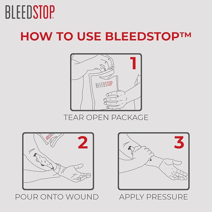 BleedStop First Aid Bleeding Control Powder – Rapid Blood Clotting for Serious Wounds & Nosebleeds, 150 g – Safe for Blood Thinner Patients