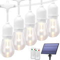 Mlambert 3-Color in 1 Dimmable Solar String Lights Outdoor, 48FT Patio String Lights with Remote and 15+3 Waterproof LED Bulbs for Bistro-White Cord