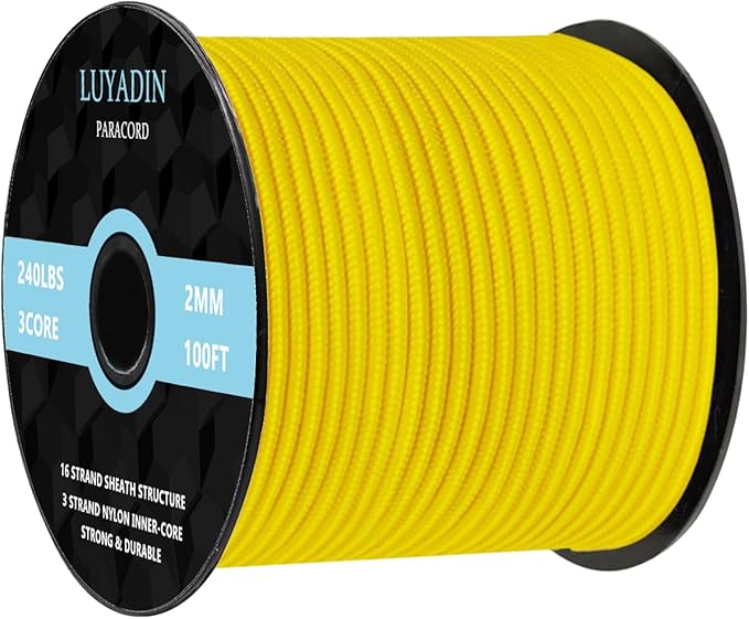 Paracord 240lb - Diameter 2mm Micro Utility Cord -3 Strand Parachute Spool Cord - 100ft 200ft,Paracord for Camping,Hiking,Fishing,Outdoor and DIY