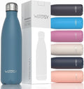 WATERSY Stainless Steel water bottles,17oz/500ml Insulated Water Bottles,Smog Blue metal water bottle Keeps Drink Cold and Hot,BPA Free kids water bottles for School,Gym,Travel,Sports