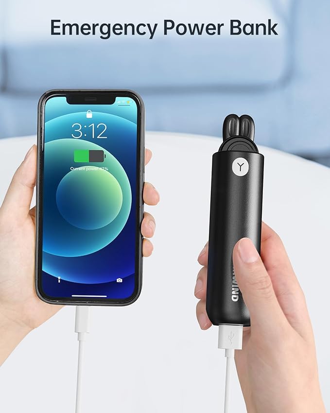 Portable Handheld Mini Fan: 2 in 1 Rechargeable Hand Held Fan with Backup Power & Digital Display - Summer Essentials for Travel, Concerts, Makeup, Lash - Gifts for Women, Girls (Black)