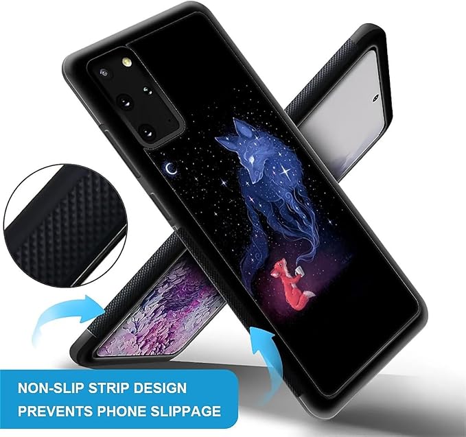 for Samsung Galaxy S20 Plus Case, Galaxy Fox Wolf Pattern Graphic Design Girl Boy Soft Silicone Hard Acrylic Shock Protection for Samsung Galaxy S20 Plus