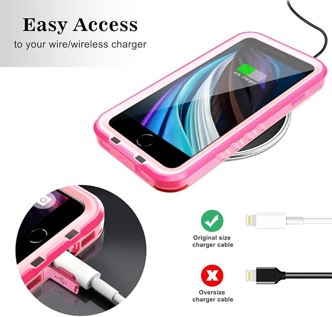 SPORTLINK Waterproof Case for iPhone SE 3rd 2022/iPhone SE 2nd 2020/iPhone 7/8 - Full Body Shockproof Dustproof Phone Screen Protector Rugged Waterproof Case for iPhone SE3/SE2/7/8 (Pink)
