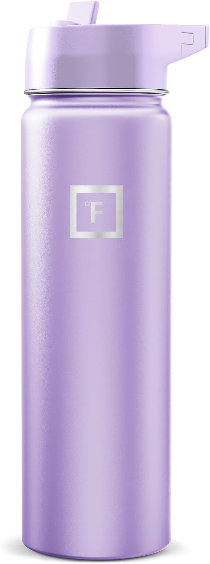 IRON °FLASK Camping & Hiking Hydration Flask with Straw, Wide Mouth Insulated Stainless Steel Sports Water Bottle - Lavender 24 oz - Straw (1 Lid)