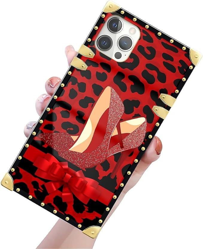 Compatible with iPhone 12 Pro Max Case, Elegant High Heels Luxury Golden Decoration for Girl Women Soft TPU Shockproof Protective Hard PC Back for iPhone 12 Pro Max