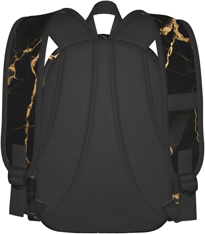 cfpolar 17 Inch Backpack Black & Gold Marble Art Laptop Bag Shoulder Bag School Bookbag Casual Daypack For Boys Girls