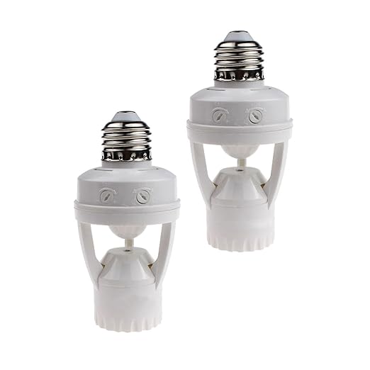 2pcs Motion Activated Light Sockets, E26/E27 Screw in Add on/Off Motion Sensor Sockets for Existing Lights, Dusk and Dawn Auto Motion Sensor Light Sockets Indoor for Porch Garage Basement