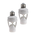 2pcs Motion Activated Light Sockets, E26/E27 Screw in Add on/Off Motion Sensor Sockets for Existing Lights, Dusk and Dawn Auto Motion Sensor Light Sockets Indoor for Porch Garage Basement