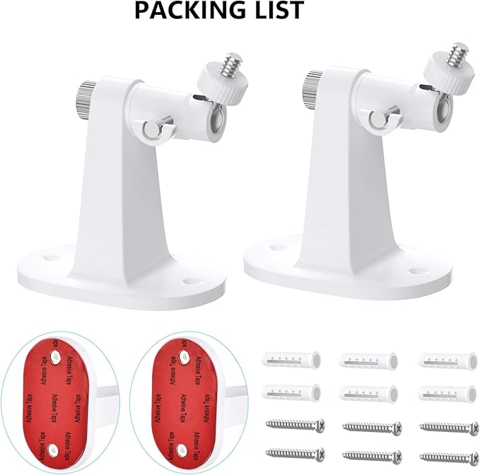 2Pack Ring Camera Wall Mount for Ring Stick Up Cam & Ring Outdoor Cam Plus, 360 Degree Adjustable No Drilling Mount for Ring Outdoor Indoor Camera(White)
