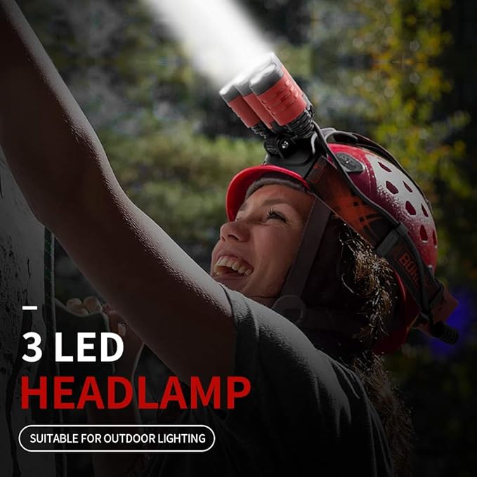 BORUIT B21 Headlamp Rechargeable, LED Super Bright Head Lights for Forehead, Battery Powered, 4 Modes Head Lamp 90° Adjustable, IPX5 Waterproof