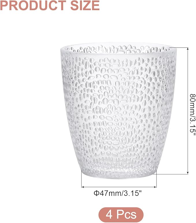 uxcell 7oz Acrylic Drinking Glasses, 4Pcs Plastic Reusable Tumblers Drinkware Unbreakable Water Glasses Cup Stackable & Dishwasher Safe for Home Outdoors Restaurant, Transparent