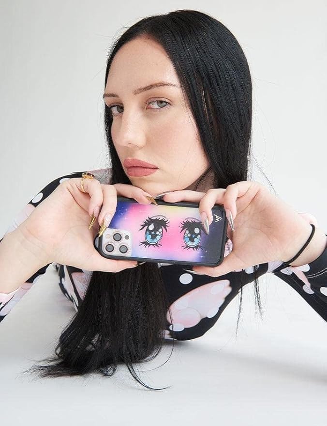 Wildflower Cases - Compatible with iPhone 13 Pro | Protective Black Bumper, 6.5ft Drop Test Certified, Women Owned Small Business | Trendy Eyes Anime Cool | Collab- Sandy Liang