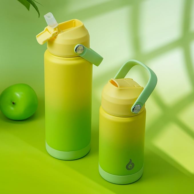 BJPKPK Water Bottle with Straw Lid, 32oz Vacuum Insulated Water Bottles, Metal Stainless Steel Thermo for Sports, Travel, BPA Free Leak Proof Thermo, Cups, Flasks, Tumblers,Fresh Green