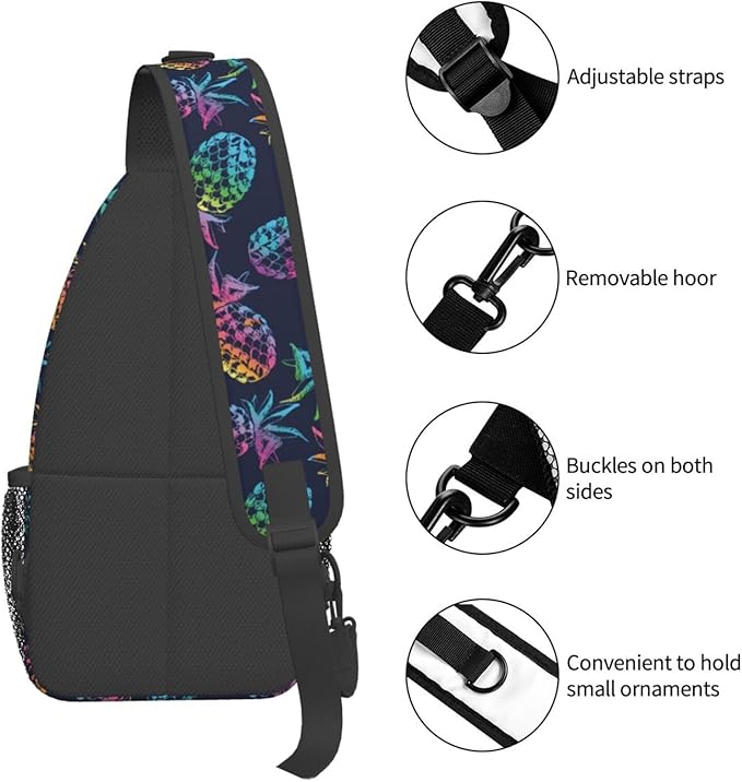 Tropical Fruits Pineapple Sling Bag For Women Men Fashion Backpack Crossbody Shoulder Bag Sling Backpack Chest Bag Travel Hiking Casual Sport Daypack